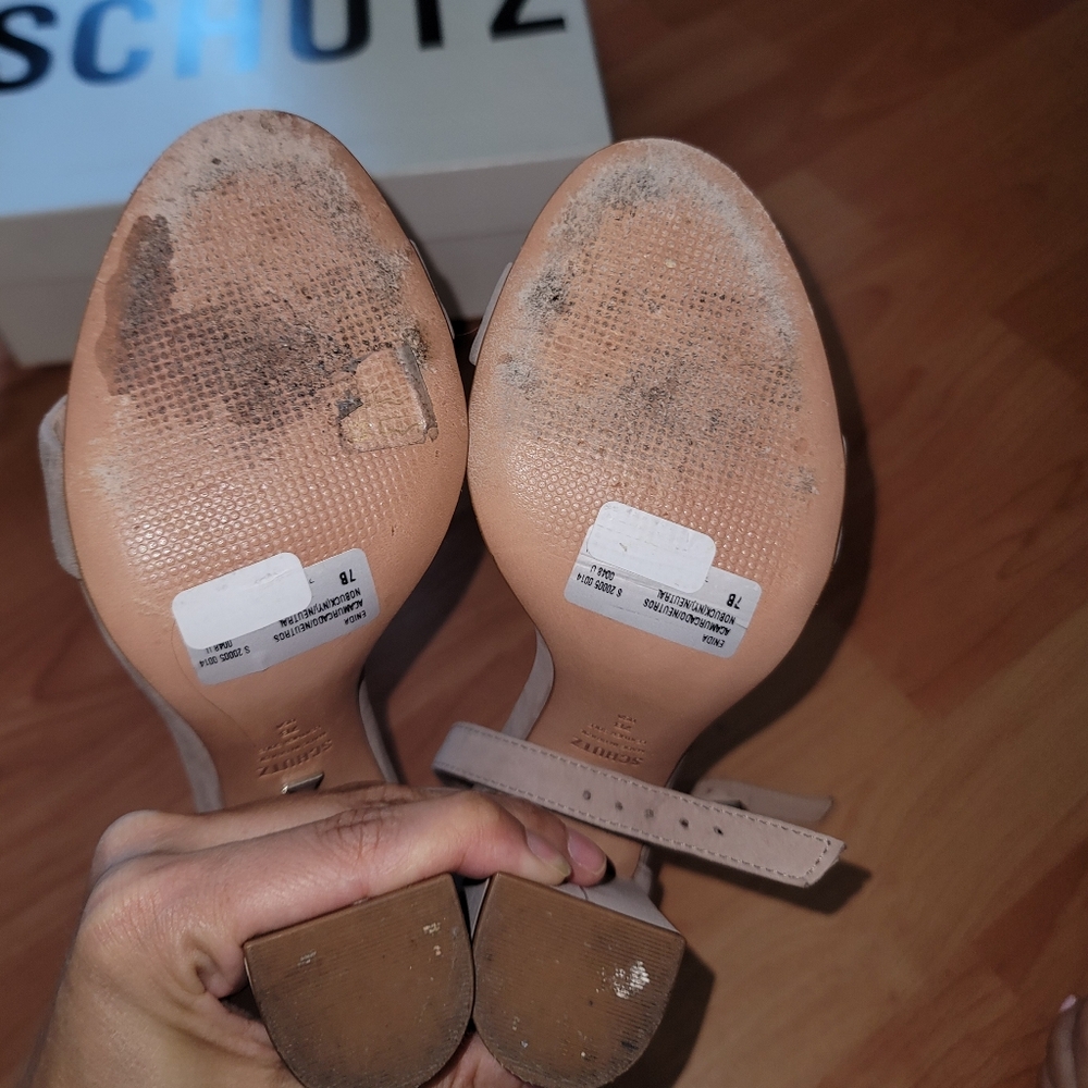 Shutz Enida Block Heel Size 7b Color Neutral - image 6